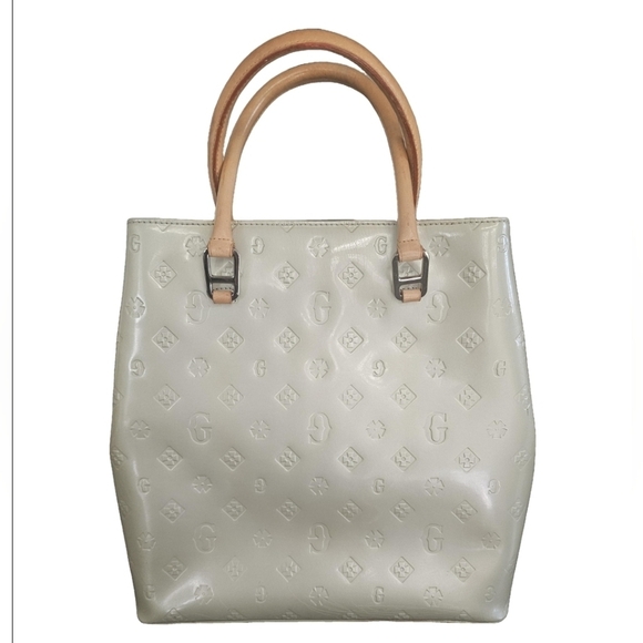 Gillian Handbags - Gillian vintage tote bag patent leather light olive/cream color Gillian logo